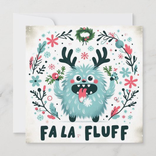 Schattigee kerst Caroler "fa la fluff" Feestdagenkaart (Voorkant)