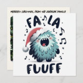 Schattigee kerst Caroler "fa la fluff" Feestdagenkaart (Voorkant / Achterkant)