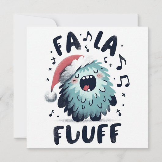 Schattigee kerst Caroler "fa la fluff" Feestdagenkaart (Voorkant)