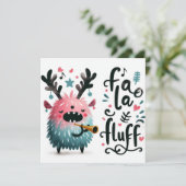 Schattigee kerst Caroler "fa la fluff" Feestdagenkaart (Staand voorkant)
