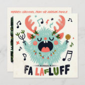 Schattigee kerst Caroler "fa la fluff" Feestdagenkaart (Voorkant / Achterkant)