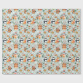 Schattigee kerst Cartoon dieren vakantie Cadeaupapier (Vlak)