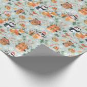 Schattigee kerst Cartoon dieren vakantie Cadeaupapier (Hoek)