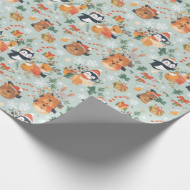 Schattigee kerst Cartoon dieren vakantie Cadeaupapier