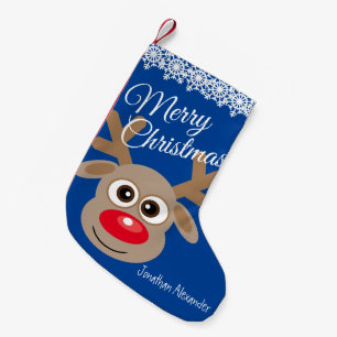 Schattigee Kerst Cartoon Rendier Blauwe Naam Kleine Kerstsok