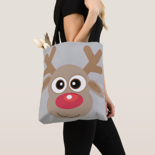 Schattigee Kerst Cartoon Rendier Grijs Canvas tas