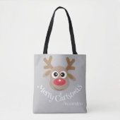 Schattigee Kerst Cartoon Rendier Grijs Canvas tas (Voorkant)