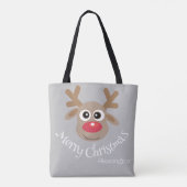 Schattigee Kerst Cartoon Rendier Grijs Canvas tas (Achterkant)