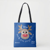 Schattigee Kerst Cartoon Rendier Sleigh Team Blauw Tote Bag (Voorkant)