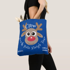 Schattigee Kerst Cartoon Rendier Sleigh Team Blauw Tote Bag