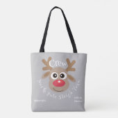 Schattigee Kerst Cartoon Rendier Sleigh Team Grey Tote Bag (Achterkant)