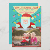 Schattigee Kerst Cartoon Sinterklaas Custom Foto Feestdagenkaart (Voorkant / Achterkant)