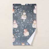 Schattigee Kerst Cartoon Sneeuwman Bad Handdoek (Handdoek)