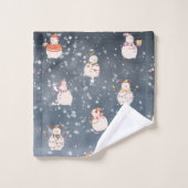 Schattigee Kerst Cartoon Sneeuwman Bad Handdoek (Wasdoekje)