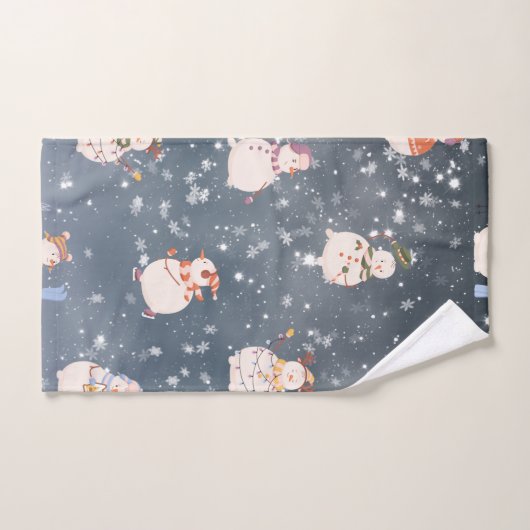 Schattigee Kerst Cartoon Sneeuwman Bad Handdoek (Handdoek)