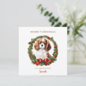 Schattigee Kerst Cavalier Hondenliefhebber Kerst K Kaart (Staand voorkant)