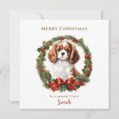 Schattigee Kerst Cavalier Hondenliefhebber Kerst K Kaart (Voorkant)