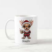Schattigee Kerst Chihuahua met Rendier Antlers Mok (Links)