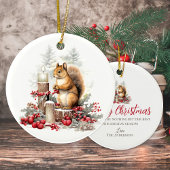 Schattigee kerst chipmunk bos bosdier keramisch ornament