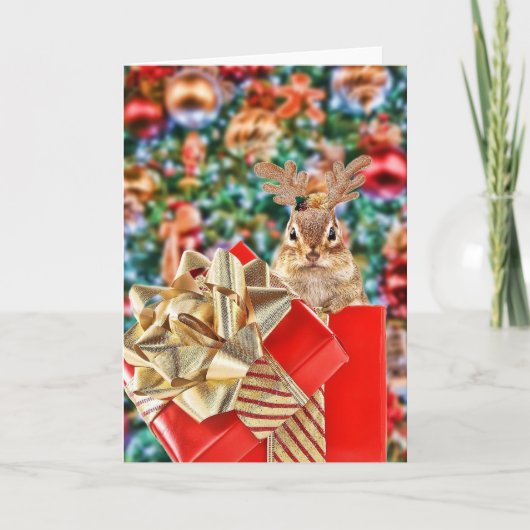Schattigee kerst Chipmunk Feestdagen Kaart (Voorkant)