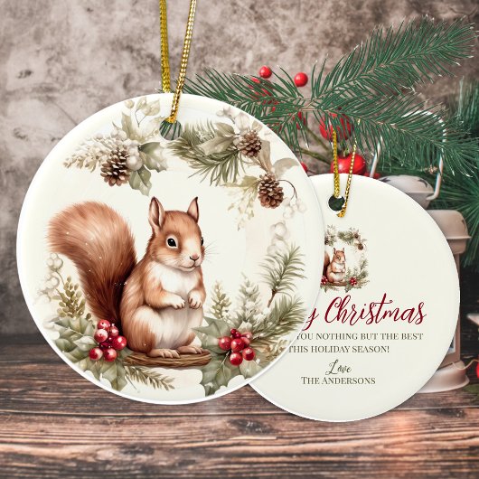 Schattigee kerst chipmunk krans bosdier keramisch ornament