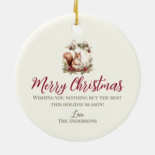 Schattigee kerst chipmunk krans bosdier keramisch ornament (Achterkant)