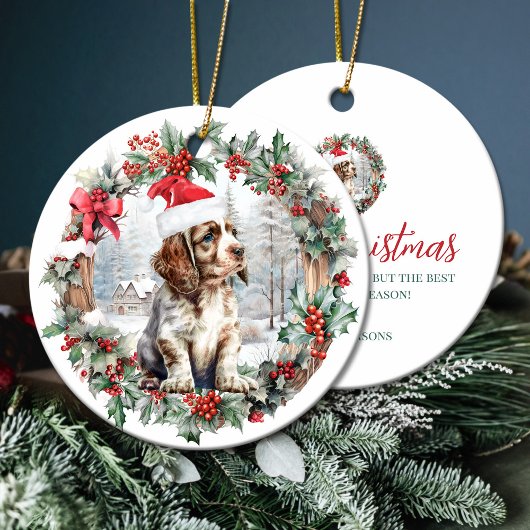 Schattigee kerst Cocker spaniel hond puppy Santa h Keramisch Ornament