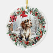 Schattigee kerst Cocker spaniel hond puppy Santa h Keramisch Ornament (Voorkant)