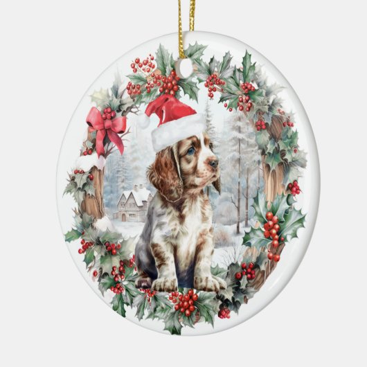 Schattigee kerst Cocker spaniel hond puppy Santa h Keramisch Ornament (Links)