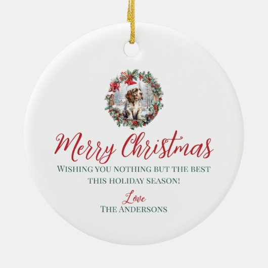 Schattigee kerst Cocker spaniel hond puppy Santa h Keramisch Ornament (Achterkant)