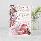 Schattigee kerst Coco en Sprinkles Baby shower Kaart (Staand voorkant)