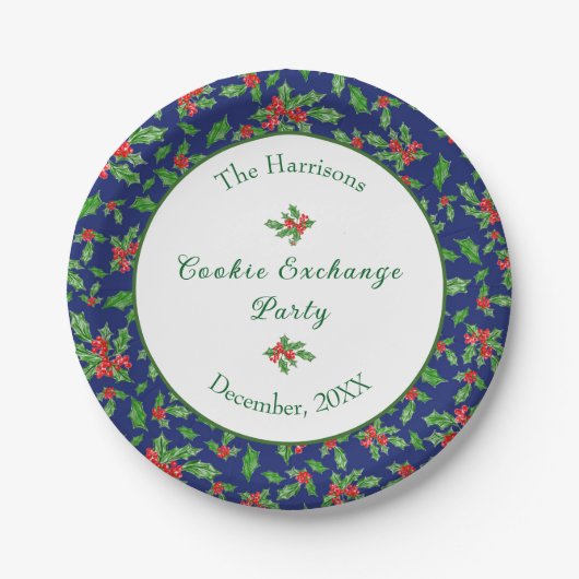 Schattigee Kerst Cookie Exchange Party Aangepaste  Papieren Bordje (Voorkant)