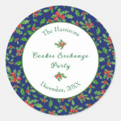 Schattigee Kerst Cookie Exchange Party Aangepaste  Ronde Sticker (Voorkant)