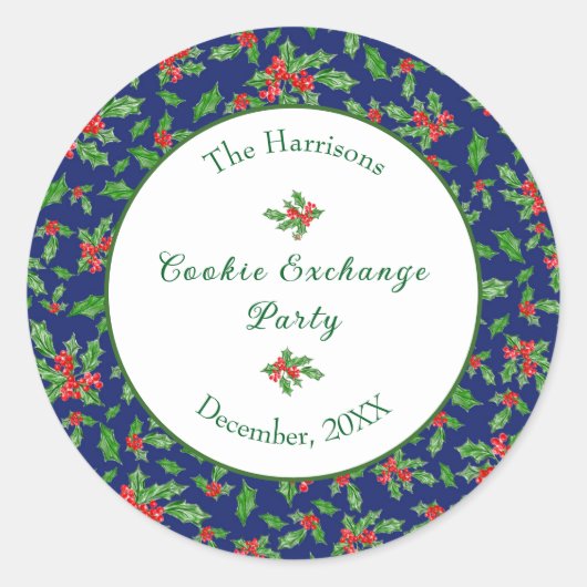 Schattigee Kerst Cookie Exchange Party Aangepaste  Ronde Sticker (Voorkant)