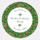 Schattigee Kerst Cookie Exchange Party Aangepaste  Ronde Sticker (Voorkant)
