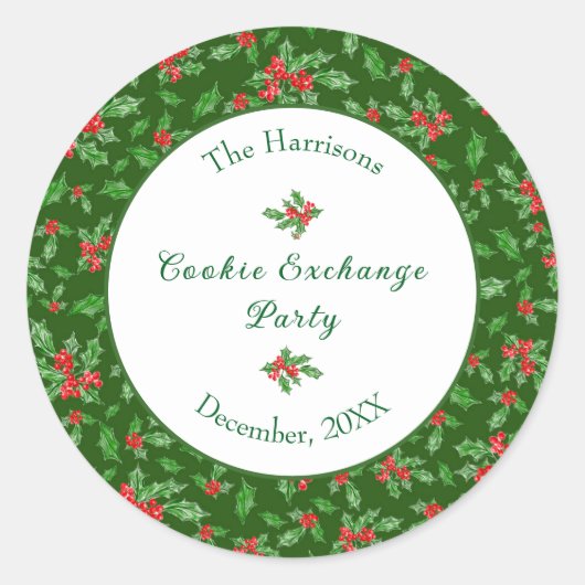 Schattigee Kerst Cookie Exchange Party Aangepaste Ronde Sticker (Voorkant)