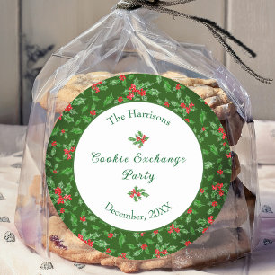 Schattigee Kerst Cookie Exchange Party Aangepaste Ronde Sticker