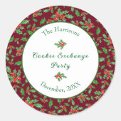 Schattigee Kerst Cookie Exchange Party Aangepaste  Ronde Sticker (Voorkant)