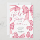 Schattigee Kerst Coquette Roze Bow Baby shower Kaart (Voorkant)