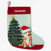 Schattigee Kerst Corgi Dog met Staart Monogrammed Kleine Kerstsok (Voorkant)