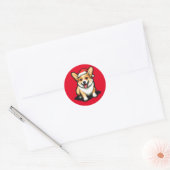 Schattigee kerst Corgi in Santa hat Pixel kunst Ronde Sticker (Envelop)