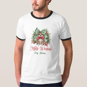 Schattigee kerst corgi met hond vader script t-shirt