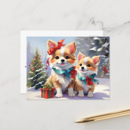 Schattigee kerst Corgis Holiday Delight Briefkaart