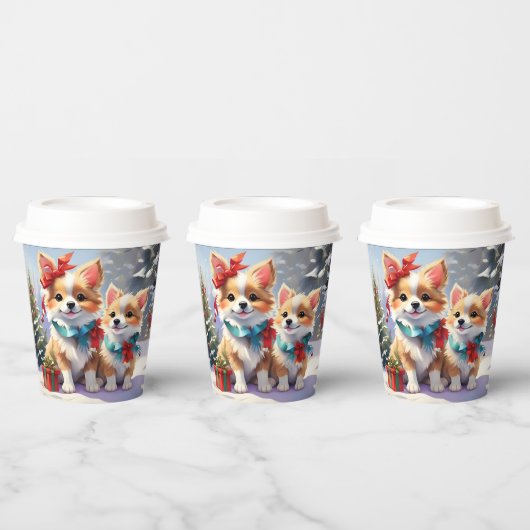 Schattigee kerst Corgis Holiday Delight Papieren Bekers (Multi)