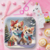 Schattigee kerst Corgis Holiday Delight Papieren Bordje (Feest)