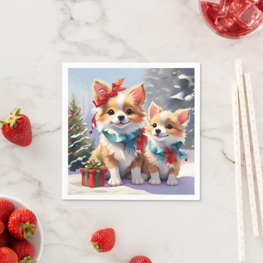 Schattigee kerst Corgis Holiday Delight Servet (Insitu)