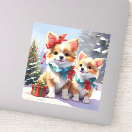 Schattigee kerst Corgis Holiday Delight Sticker