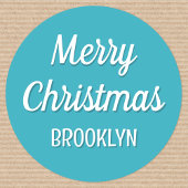 Schattigee Kerst Custom Kinder Naam Typografie Bla Ronde Sticker