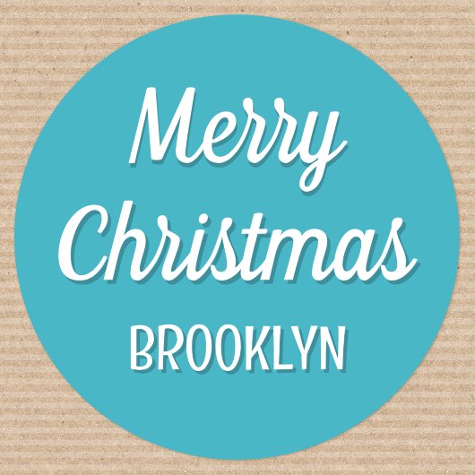 Schattigee Kerst Custom Kinder Naam Typografie Bla Ronde Sticker