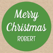 Schattigee Kerst Custom Kinder Naam Typografie Gro Ronde Sticker